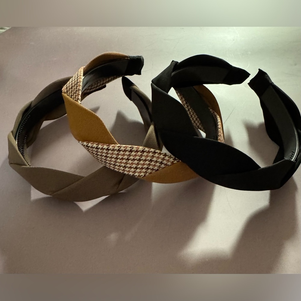 Stylish Women's Headband Set - Black, Brown, Tan